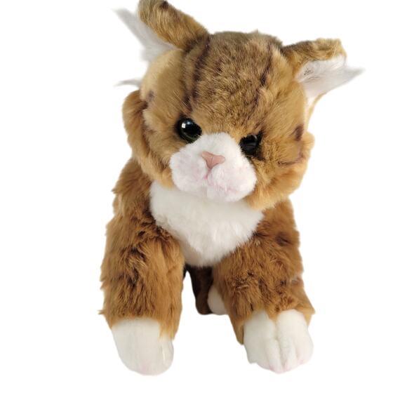 Realistic Maine Coon Cat Manny Realistic Plush Stuffed Animal Toy Brown White - Picture 2 of 16